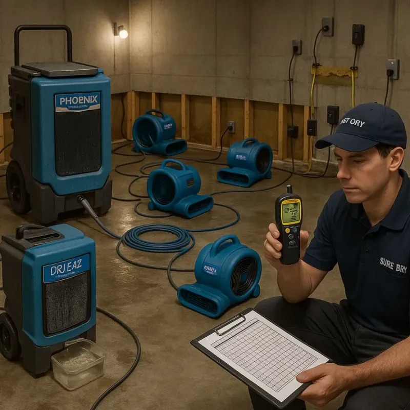Structural Drying and Dehumidification process in Whitesboro, TX